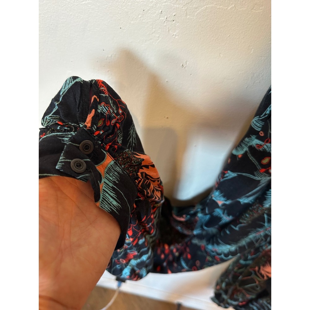 Maeve Anthropologie Tropical Botanical Print Tie Waist Jumpsuit Black XXS - Picture 7 of 12